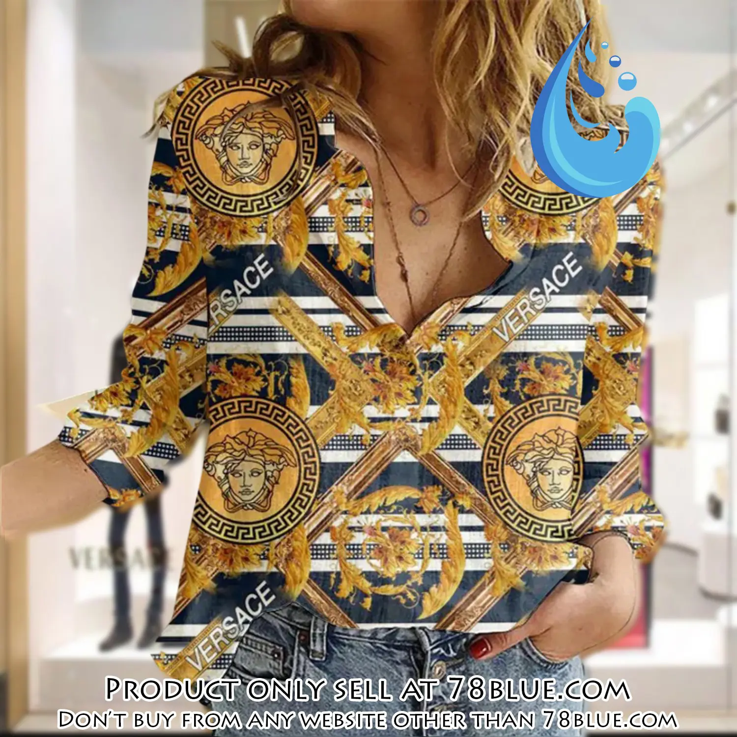 Versace luxury women casual shirt linen shirt wcs1067 78b1430599